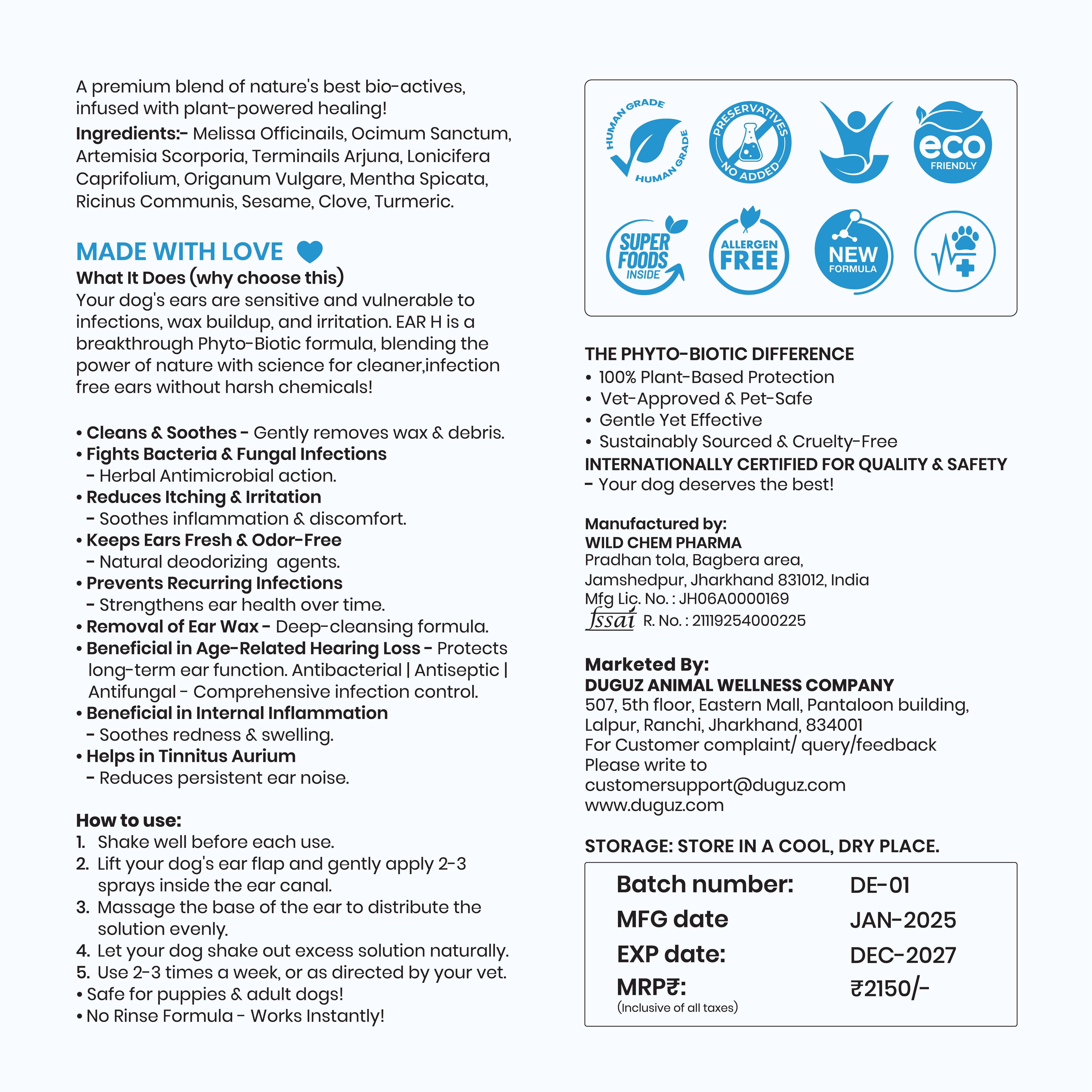 EAR H SPRAY – 100ml